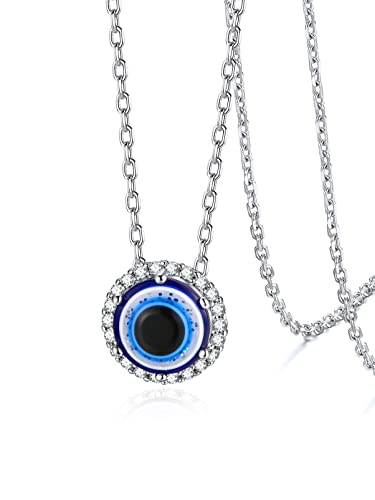 Supcare Damen Herren Evil Eye Halskette Böse Blick Nazar Auge Vintage Anhänger Kette Glücksschmuck Fashion Muttertag für Mädchen aus 925 Sterling-Silber Style B-Kleines weißes Zirkonium von Supcare