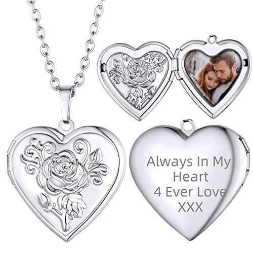 Supcare Damen Rosenrelief Medaillon zum Öffnen für Bilder Kupfer Custom Locket Necklace Vintage Kette Foto Halskette mit Anhänger Amulett Souvenir Personalisiert Modeschmuck für Oktoberfest von Supcare