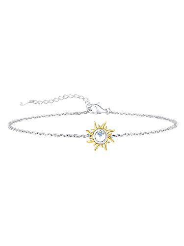 Supcare Damen Silber 925 Fußkette 22cm Fußkettchen mit Sonne Minimalist Fuß Schmuck Boho Sommer Barfuß Anklet Strand Fußband Armband Damenschmuck Accessoire Surferkette Modeschmuck für Valentinstag von Supcare