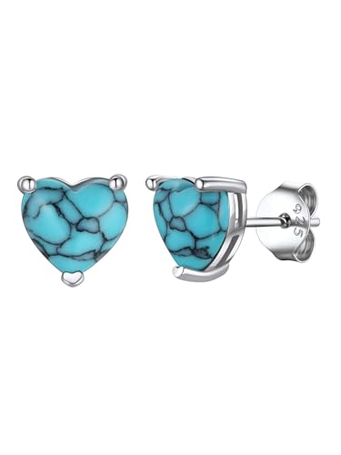 Supcare Damen Silber 925 Ohrringe mit Herz Türkis Grüne Ohrringe Frauen Ohrstecker Ohr Stud Turquoise Earring Hypoallergen Ohrringe Silber Ohr Piercing Heilende Ohrschmuck Schmuck für Valentinstag von Supcare