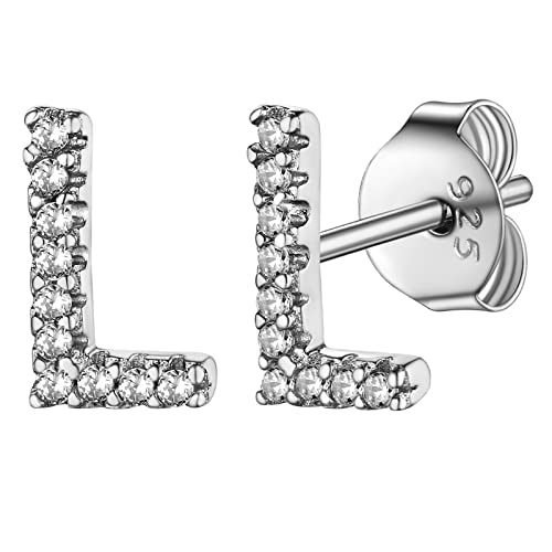 Supcare Damenohrringe Initial L Buchstaben Ohrstecker mit Anfangsbuchstaben Ohrringe mit CZ S925 Silber Tiny Letter Alphabet Earrings Ohrschmuck Statement Ohr Piercing Modeschmuck für Liebe von Supcare