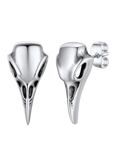 Supcare Edelstahl Ohrringe Herren Vogelknochen Ohrstecker Wikinger Nordisch Ohrringe Kräheschädel Ohrstecker Männer Rabe Skull Ohrstecker Hip Hop Ohrschmuck Personalisiert Modeschmuck für Bruder von Supcare