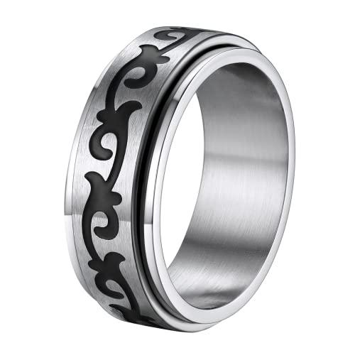 Supcare Fidget Ring Damen Drehring Calmring Anxiety Ring Celtic Knot Bandring Edelstahlringe Rattan Keltischer Knoten Spinner Ring Silber Fingerring Anti Angstring Hip Hop Modeschmuck für Mutter von Supcare