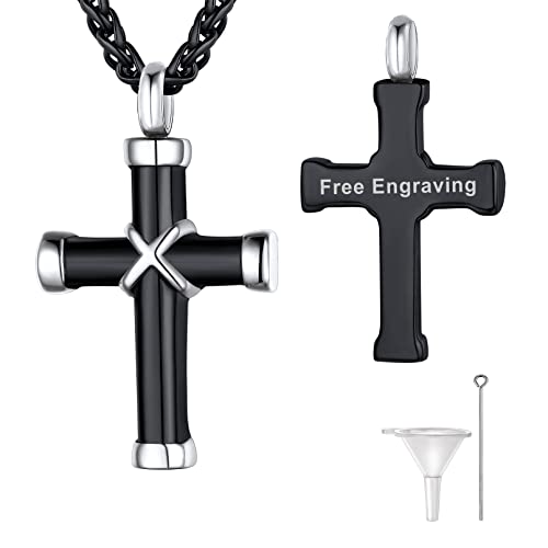 Supcare Erinnerungskette Verstorbene Urnenketten für Asche Anhänger Zum Befüllen Tierurne Kette Kreuz Damen Halskette Edelstahl Herren Urnenanhänger Schwarz Qurnen Kette Gravur Schmuck für Tier Supcare Erinnerungskette Verstorbene Urnenketten für Asche Anhänger Zum Befüllen Tierurne Kette Kreuz Damen Halskette Edelstahl Herren Urnenanhänger Schwarz Qurnen Kette Gravur Schmuck für Tier von Supcare