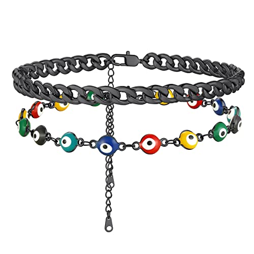 Supcare Evil Eye Fußketten für Damen Mädchen NK 1: 1 Chain-Fußkettchen Schwarz Chain Charm Bösen Blick Nazar Boncuk Doppelt Fußband Casual Mode Lucky Amulett Schutz Glücksschmuck für Jahrestag von Supcare