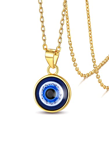 Supcare Evil Eye Halskette Damen Herren Böse Blick Nazar Auge Vintage Anhänger Kette Glücksschmuck Muttertag für Mädchen aus 925 Sterling-Silber Style A-Gold von Supcare