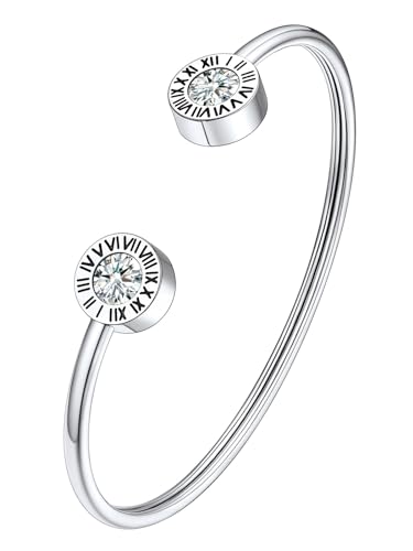 Supcare Frauen Armbänder Silber Armband Römisch Ziffer Armband mit Geburtsstein April Diamant Armreifen Bracelet Edelstahl Armbänder Armkette Armschmuck Pärchen Armbändchen Modeschmuck für Mutter Supcare Frauen Armbänder Silber Armband Römisch Ziffer Armband mit Geburtsstein April Diamant Armreifen Bracelet Edelstahl Armbänder Armkette Armschmuck Pärchen Armbändchen Modeschmuck für Mutter von Supcare