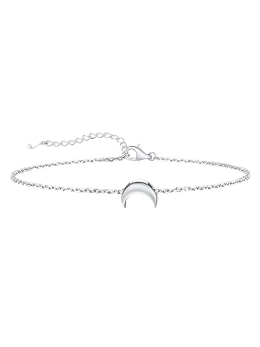 Supcare Fußkettchen für Damen Mädchen 925 Sterling Silber Fußkette mit Mond Armband 22cm Fußkette Minimalist Fußschmuck Sommer Barfuß Anklet Strand Fußband Accessoire Modeschmuck für Mutter Freundin von Supcare