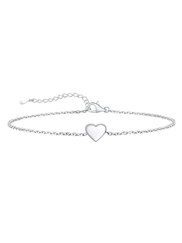 Supcare Fussketten für Frauen Silber 925 Fußkettchen mit Herz Charm Minimalist Fußschmuck Damen Sommer Barfuß Anklet Strand Fußband Armband Accessoire Modeschmuck für Muttertag von Supcare