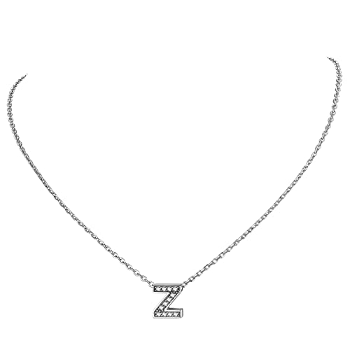 Supcare Halskette Mädchen Anfangsketten Buchstaben Initial Z Anhänger Kette mit CZ Kettenanhänger S925 Silberkette Letter Necklace Buchstabenkette Personalisiert Modeschmuck für Karneval Party von Supcare