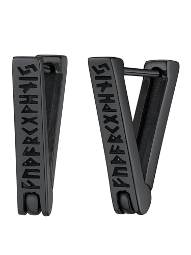 Supcare Herren Ohrstecker mit Luhn Rune Geometrisch Dreieck Ohrringe Edelstahl Jungen Wikinger Ohrstecker für Damen Viking Rune Creolen Schwarz Ohr Piercing Amulett Ohrschmuck Modeschmuck für Freund von Supcare