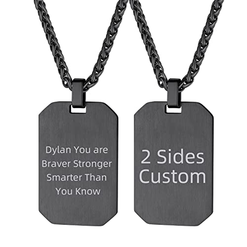 Supcare Schwarz Ketten Herren Halskette Dog Tag Kette Gravur Custom Kettenhalsband Hund Hundehalsband Kette Achteck Anhänger Militär Kette Pendant Necklace Personalisiert Modeschmuck für Oma Opa von Supcare