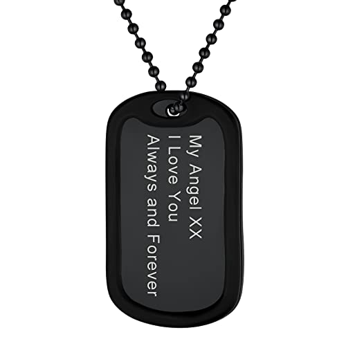 Supcare Halskette Herren Schwarz Hundemarke mit Gravur Militär Kette Dog Tag Text Silikon Anhänger Hund Edelstahlkette Erkennungsmarke Pendant Necklace Men Halsband Personalisiert Modeschmuck von Supcare