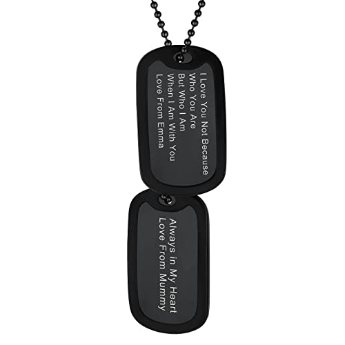 Supcare Dogtag Kette mit Gravur Damen Halskette Schwarzkette Hundehalsband Kette Hund Doppel Silikon Anhänger Hundemarke Erkennungsmarke Militär Kette Necklace Personalisiert Modeschmuck für Eltern von Supcare