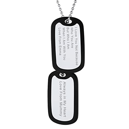 Supcare Personalisierte Kette Herren Halskette Dog Tag Kette Gravur Doppel Silikon Anhänger Erkennungsmarke Hundekette Edelstahl Militär Armee Kette Hund Necklace Modeschmuck für Weihnacht von Supcare