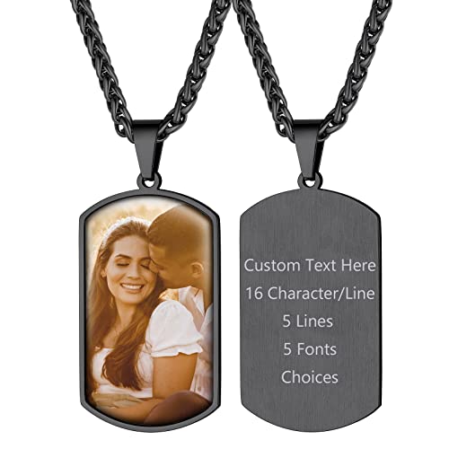 Supcare Herren Personalisiert Foto Erkennungsmarke Dog Tags Halskette Gravur Anhänger für Name Text Militär Police Armee Kette aus Edelstahl für Frauen Jungen mit Geschenkebox Militär-Schwarz von Supcare