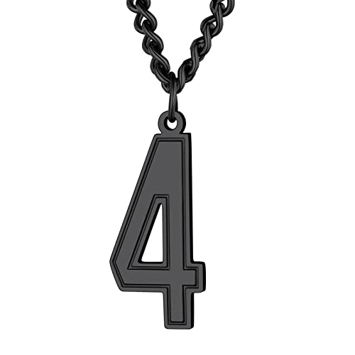 Supcare Herren Zahl 4 Halskette Nummer Vier Anhänger Glückszahl Anhänger Hip Hop Rapper Modeschmuck Accessoire für Jungen Personalisierte Kette von Supcare