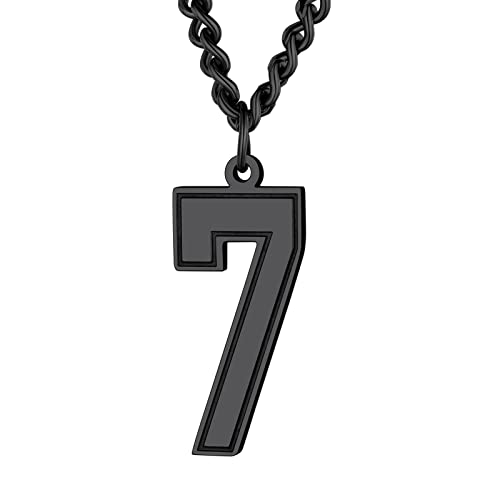 Supcare Herren Zahl 7 Halskette Nummer Sieben Anhänger Glückszahl Anhänger Edelstahl Hip Hop Rapper Modeschmuck Freundschaftkette Accessoire für Jungen Personalisierte Kette von Supcare