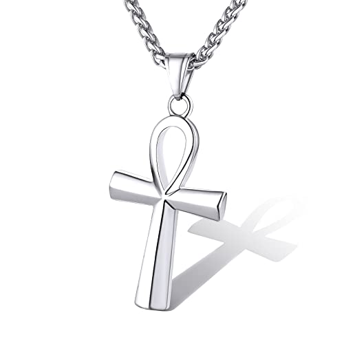 Supcare Herrenkette Ankh Kreuz Ketten Silber Frauen Halskette Anhänger Kreuzkette Jesus Kette Silberkette Damen Cross Pendant Necklace Damenschmuck Katholizismus Modeschmuck für Mädchen von Supcare