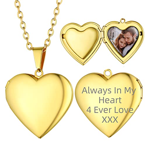 Supcare Herz Medaillon aufklappen mit Geschenkbox Custom Öffnen Medaillon Damen Gold Locket Necklace Glänzend Kette Foto Halskette Anhänger Kettenanhänger Personalisiert Schmuck für Familie von Supcare