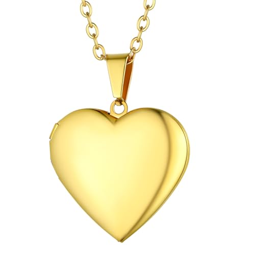 Supcare Herz Medaillon aufklappen mit Geschenkbox Öffnen Medaillon Damen Gold Locket Necklace Glänzend Kette Foto Halskette mit Anhänger Kettenanhänger Personalisiert Schmuck für Geburtstag von Supcare