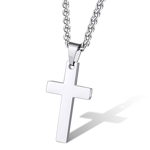 Supcare Herren Kreuzkette Anhänger Kreuz Kette Halskette Edelstahl Silberkette Simpel Religiöse Kruzifix Kette Region Kreuzanhänger Herrenketten Cross Necklace Mens Modeschmuck für Weihnacht von Supcare