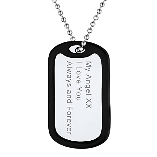 Supcare Kettenanhänger Herren Damen Halskette Dog Tag Kette Gravur Edelstahl Silberkette Militär Kette Silikon Anhänger Erkennungsmarke Hundekette Necklace Mens Modeschmuck für Valentinstag von Supcare