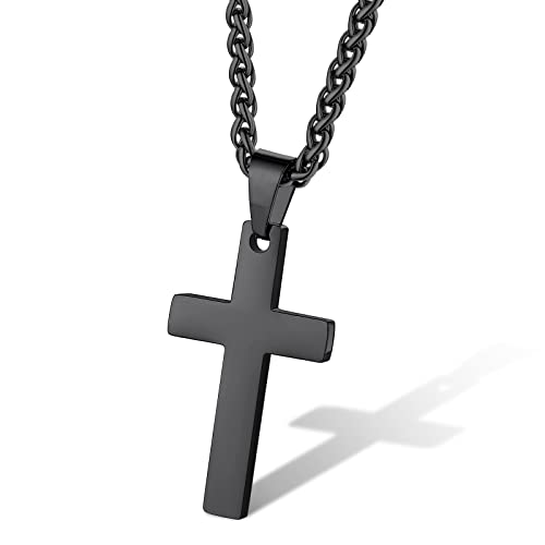 Supcare Damenkette Kreuz Kette Anhänger mit Kreuz Halskette Cross Necklace Mens Kreuzkette Schwarzkette Satan Jesus Kette Katholizismus Kettenanhänger Hip Hop Modeschmuck für Frauen Mädchen von Supcare