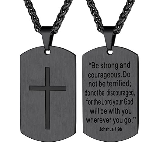 Supcare Dog Tag Kette Herren Hundemarke Gravur Damen Halskette mit Anhänger Kruzifix Kette Militär Christian Ketten Edelstahl Erkennungsmarke Religious Cross Necklace Christian Schmuck für Halloween von Supcare