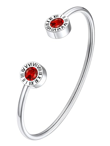 Supcare Mädchen Damen Offene Armband Silber Verstellbar Armbänder mit Römischen Ziffern Geburtsstein Armband July Rubin Armreifen Edelstahl Armkette Armschmuck Armbändchen Modeschmuck für Liebhaber Supcare Mädchen Damen Offene Armband Silber Verstellbar Armbänder mit Römischen Ziffern Geburtsstein Armband July Rubin Armreifen Edelstahl Armkette Armschmuck Armbändchen Modeschmuck für Liebhaber von Supcare