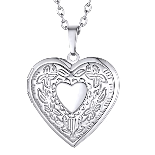 Supcare Mädchen Klassisch Blumen Medaillon zum Öffnen für Bilder Locket Necklace Kette Foto Kupfer Halskette mit Anhänger Amulett Souvenir Charm Personalisiert Modeschmuck für Frauen Treuegelöbnis von Supcare