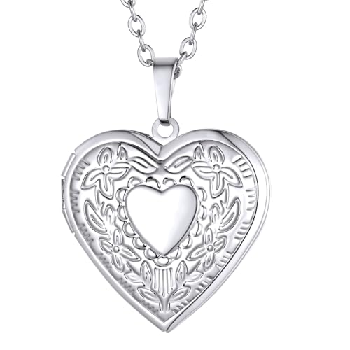 Supcare Mädchen Klassisch Blumen Medaillon zum Öffnen für Bilder Locket Necklace Kette Foto Kupfer Halskette mit Anhänger Amulett Souvenir Charm Personalisiert Modeschmuck für Frauen Treuegelöbnis von Supcare
