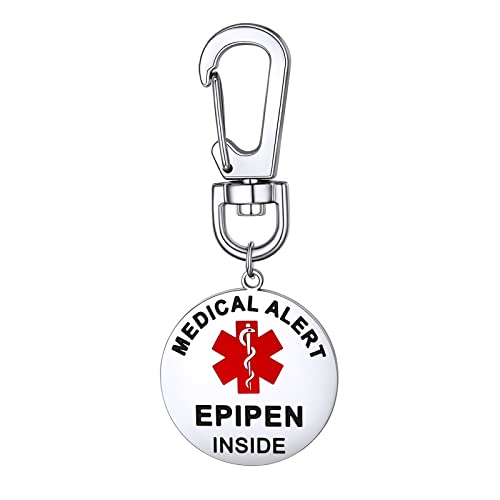 Supcare Medical Alert Edelstahl Kreis ID Tag Schlüsselbund Emergency SchlüSselring Epilepsie Schlüsselanhänger Silber von Supcare