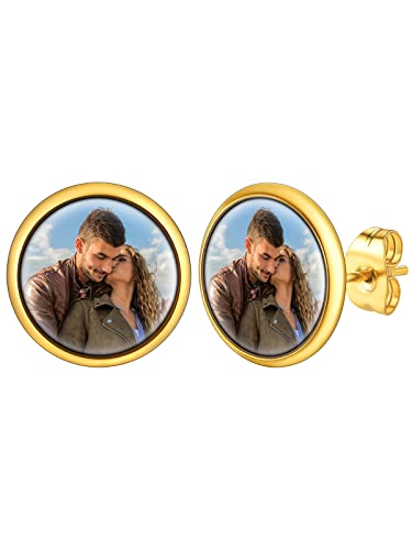 Supcare Ohrringe Damen Rund-Form mit Foto Männer Witzig Ohrstecker Edelstahl Ohrschmuck Boho Sommer Liebeskind Modeschmuck Ohrringe Rund-Gold von Supcare