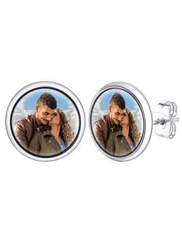 Supcare Ohrringe Damen Rund-Form mit Foto Männer Witzig Ohrstecker Edelstahl Ohrschmuck Boho Sommer Liebeskind Modeschmuck Ohrringe Rund-Silber von Supcare