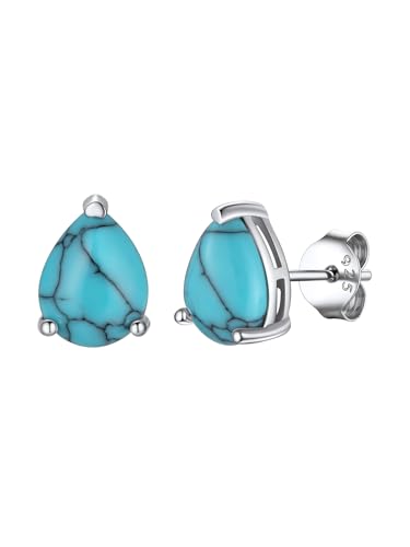 Supcare Ohrringe Frauen Silber Ohrstecker mit Türkis Tropfen-Ohrringe Edelsteine Wassertropfen Ohrstecker 925 Sterling Silber Ohrringe Grüner Stein Teardrop Turquoise Earrings Schmuck für Muttertag von Supcare