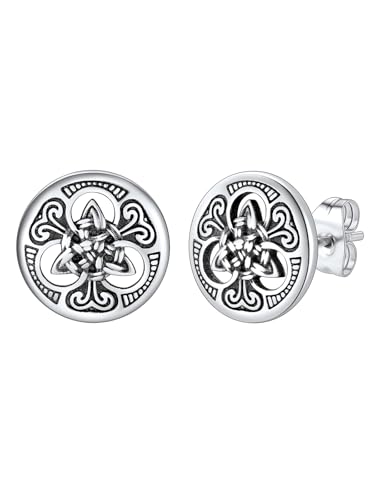 Supcare Ohrringe für Mann Irischer Keltischer Knot Ohrstecker Herren Edelstahl Ohrringe Rund Knotenohrstecker Hollow Irisches Triquetra Trinity Keltischer Knoten Ohrring Rock Modeschmuck für Sohn von Supcare