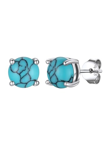 Supcare Ohrstecker für Damen 8mm Rund Türkis Ohrringe 925 Sterling Silber Creolen Ohrstecker Ohr Stud Earrings Frauen Hypoallergen Ohrringe Grüner Stein Turquoise Ohrschmuck Modeschmuck für Ehefrau von Supcare