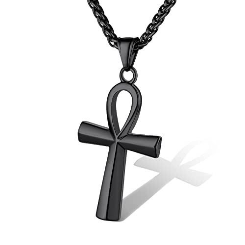 Supcare Ankh Kreuzketten Schwarz Jungen Halskette Kreuzkette Anhänger Jesus Kette Herrenschmuck Cross Pendant Necklace Damenschmuck Katholizismus Accessories Personalisiert Modeschmuck für Freunde von Supcare