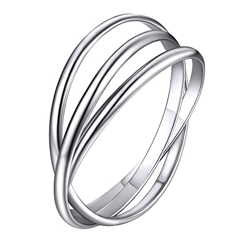 Supcare Ring Silber 925 Damen Wickelring Breit Dreifach Frauen Schwenkbarer Ring Stimmungsring 48 Geschenke für Mädchen Herren von Supcare