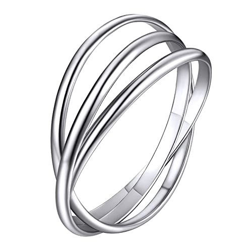 Supcare Ring Silber 925 Damen Wickelring Breit Dreifach Frauen Schwenkbarer Ring Stimmungsring 54 Geschenke für Mädchen Herren von Supcare