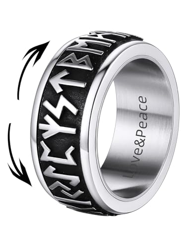 Supcare Wikinger Tungsten Runa Runen Fingerring - Edelstahl Anime Anti-Stress Drehbarer Anxiety Fidget Spinner - Vintage Punk Modeschmuck für Herren Männer Jungen von Supcare