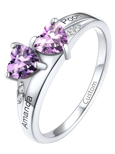 Supcare Ringe Damen Verlobungsring Eheringe mit Herz Geburtsstein Ring mit Gravur Namenring Fingerring Kupfer Zirkonia Solitaire Ring Engagement Promise Ring Trauringe Modeschmuck für Mutter von Supcare