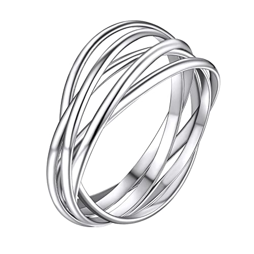 Supcare Ringe Frauen Wickelring Silber 925 Damen Bewegliche Stimmungsring Drehbar Anxiety Ring 48 Geschenke für Mädchen Herren von Supcare