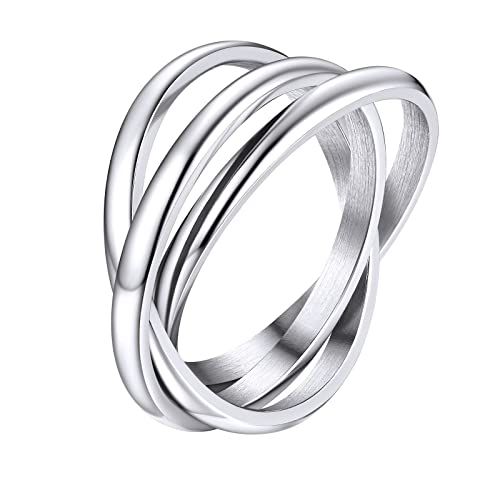 Supcare Ringe Frauen Wickelring Silber Damen bewegliche 3er Fingerringe Edelstahl Daumenring 49 Geschenke für Mädchen Herren von Supcare