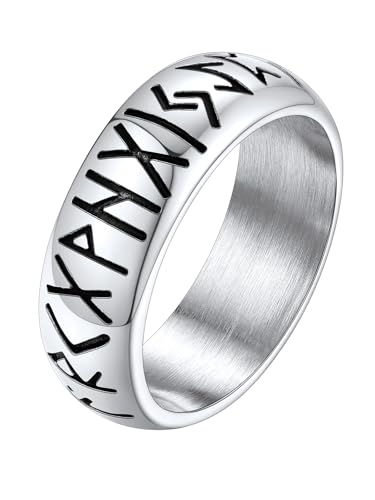 Supcare Rings Men Herrenringe Edelstahl Ring Herren Viking Luhn Rune Ring Fingerring Wikinger Schmuck Punk Siegelring Vintage Statement Ringe Rock Bandring Personalisiert Modeshcmuck für Weihnacht von Supcare
