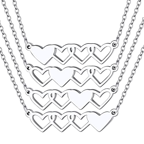 Supcare Herzkette für Damen Friendship Pendant Necklace Women BFF Ketten für 4 Freundschaftskette Halskette Set Friends Forever Herz-Anhänger Pärchen Kette Modeschmuck für Liebhaber Kinder von Supcare