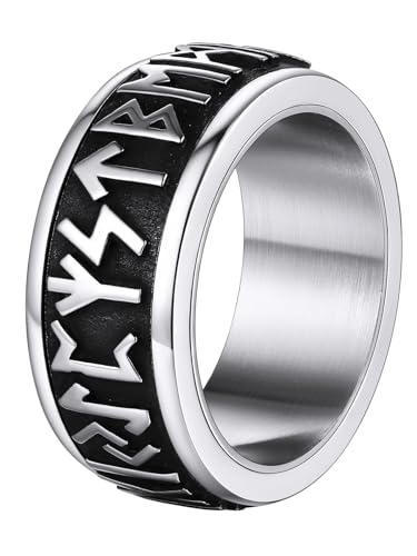 Supcare Herren Ring Tungsten Ring 316L Edelstahl Viking Rune Fingerring Wolfram Ring Siegelring Bandring Vintage Spinnerring Hip Hop Punk Wikinger Modeschmuck für Männer Jungen von Supcare