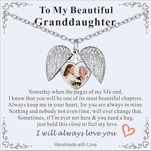 Supcare Tochter-Exklusive Kette mit Bild, 50+5 cm Herzförmiges Amulett zum Öffnen, Anpassbares Foto + Lasergravur, Allergiefreie Ketten für Mädchen, Inklusive Schmuckkästchen und Karte von Supcare