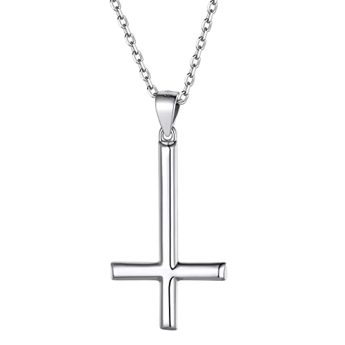 Supcare Kreuz Ketten Silber Frauen 925 Petruskreuz Anhänger Halskette umgedrehtes Kreuzkette Upside Down Kreuz Umkehrung Jesus Kette Silberkette Damen Cross Pendant Necklace Damenschmuck für Mädchen von Supcare